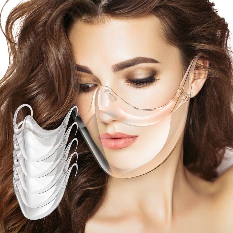 DIGIGRE 5PCS Transparent Face Shield, Lightweight Anti-Fog Clear Face Mask, Sturdy Breathable Clear Face Shield, Plastic Reusable Protective Face Mask for Men and Women - Image 1